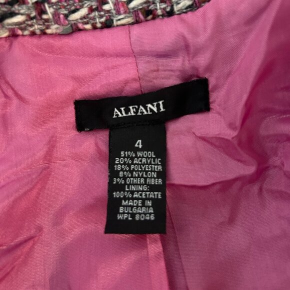 Alfani Pink Gray Tweed Overcoat with Bow Belt Size 4 - Picture 4 of 10